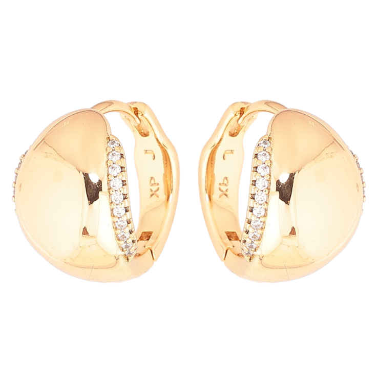 Сережки Xuping Позолота 18K колечка «Візерунок з доріжками кристалів» фото №5