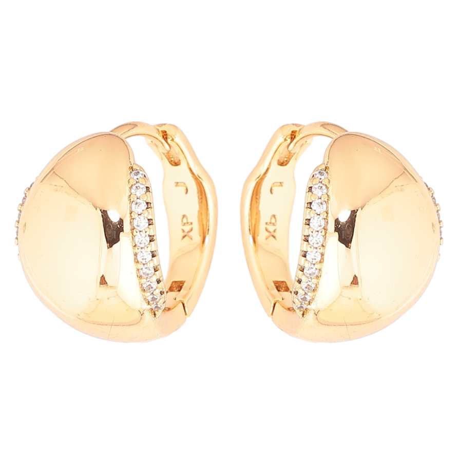 Сережки Xuping Позолота 18K колечка «Візерунок з доріжками кристалів» фото №1