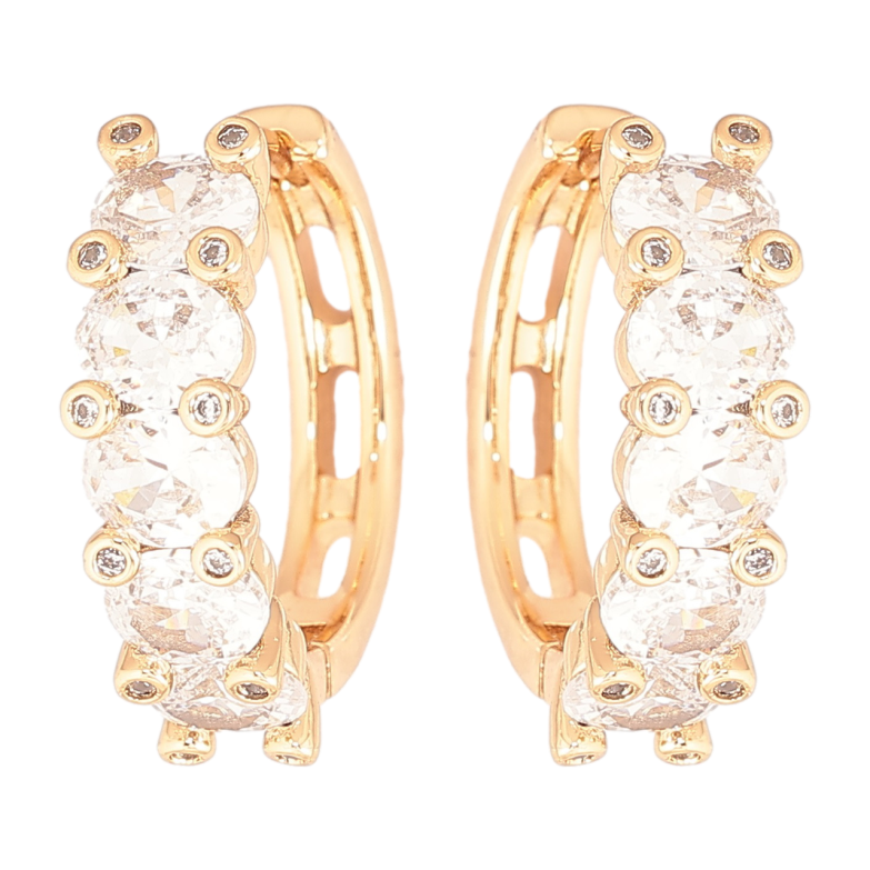 Серьги Xuping Позолота 18K колечки Дорожки кристаллов фото №1 Серьги Xuping Позолота 18K колечки Дорожки кристаллов фото №1