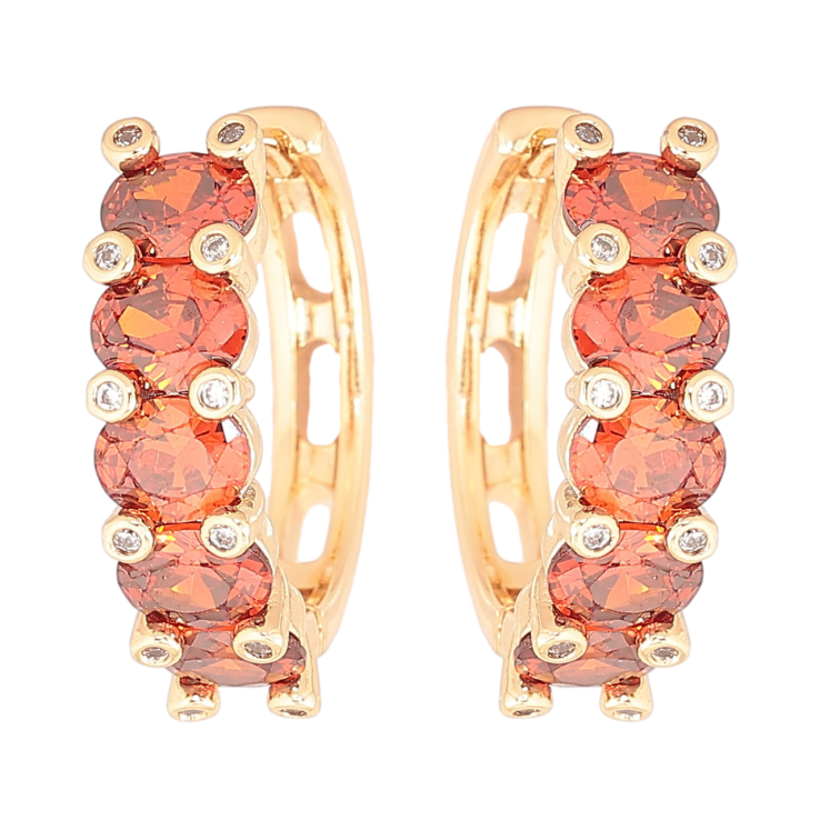 Серьги Xuping Позолота 18K колечки Дорожки красных кристаллов фото №14 Серьги Xuping Позолота 18K колечки Дорожки красных кристаллов фото №14