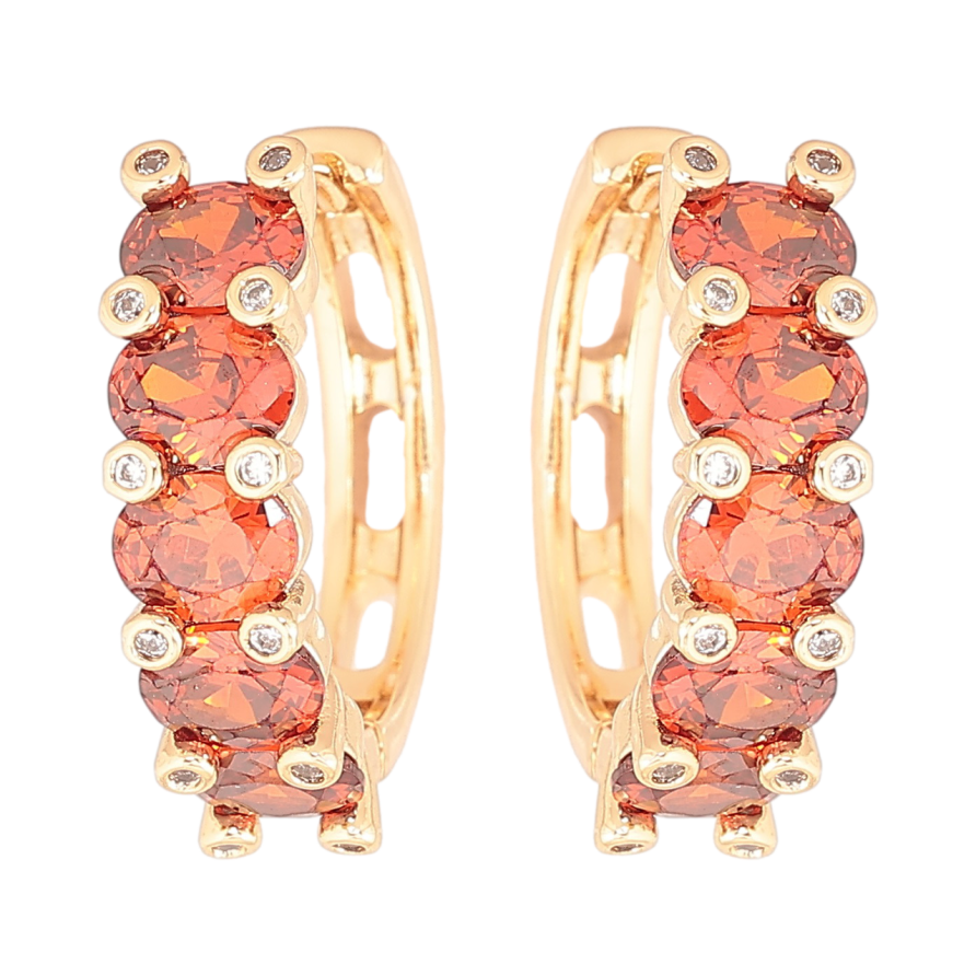 Сережки Xuping Позолота 18K колечка «Доріжки червоних кристалів» фото №1 Сережки Xuping Позолота 18K колечка «Доріжки червоних кристалів» фото №1