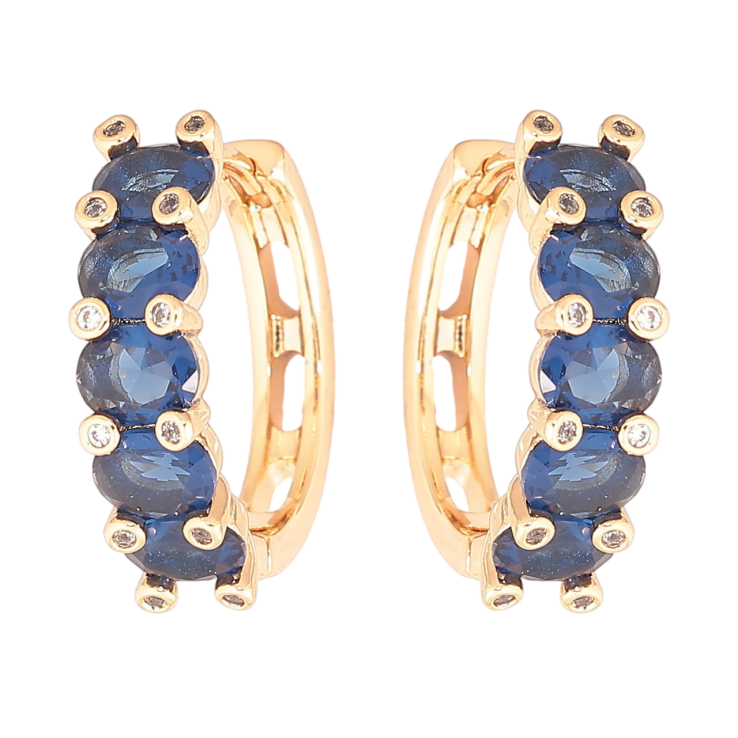 Серьги Xuping Позолота 18K колечки Дорожки синих кристаллов фото №10 Серьги Xuping Позолота 18K колечки Дорожки синих кристаллов фото №10