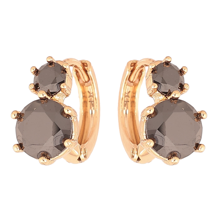 Сережки Xuping Позолота 18K колечка «Два чорних кристали» фото №24