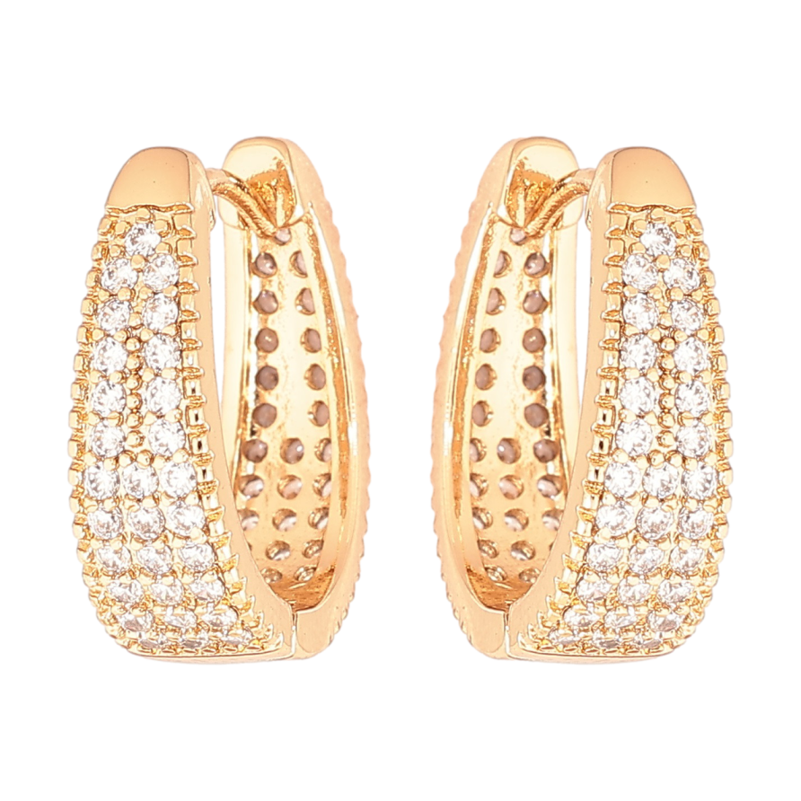 Сережки Xuping Позолота 18K колечка «Інкрустація кристалами» фото №1 Сережки Xuping Позолота 18K колечка «Інкрустація кристалами» фото №1