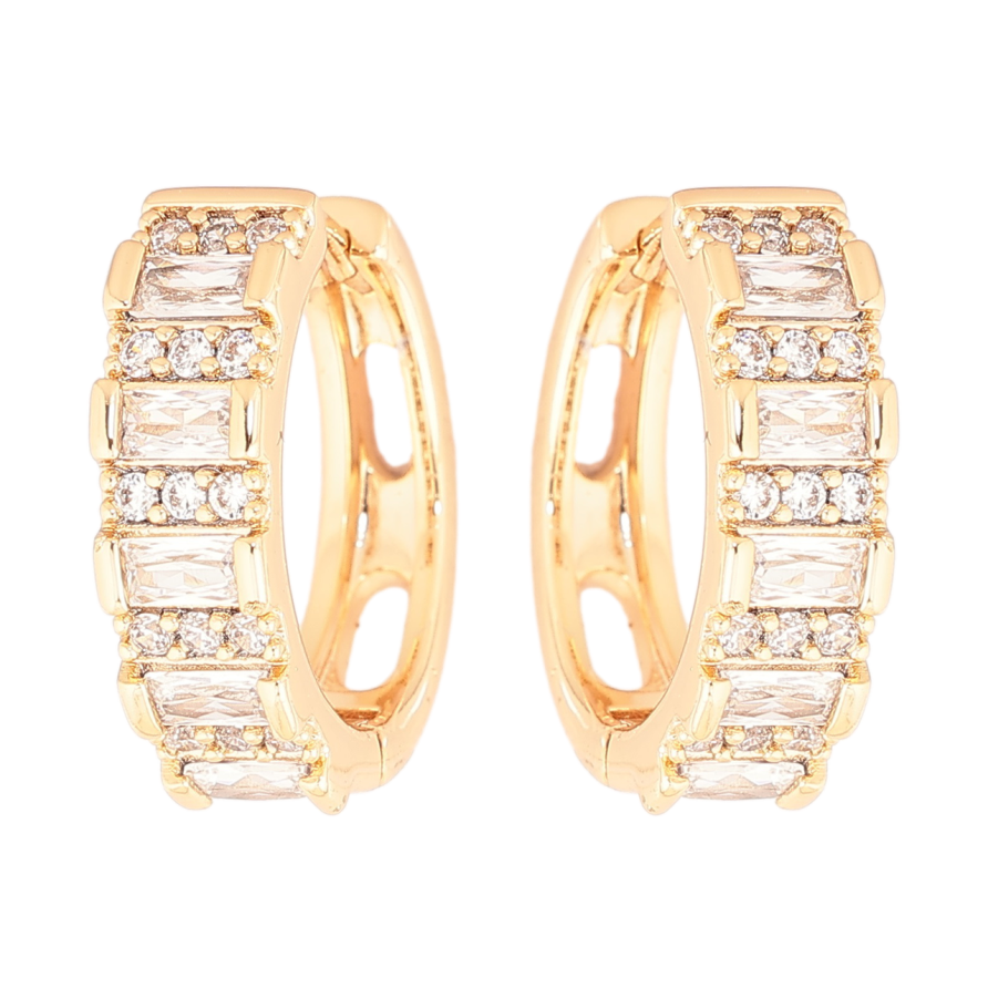 Сережки Xuping Позолота 18K колечка «Інкрустація кристалами» фото №1 Сережки Xuping Позолота 18K колечка «Інкрустація кристалами» фото №1