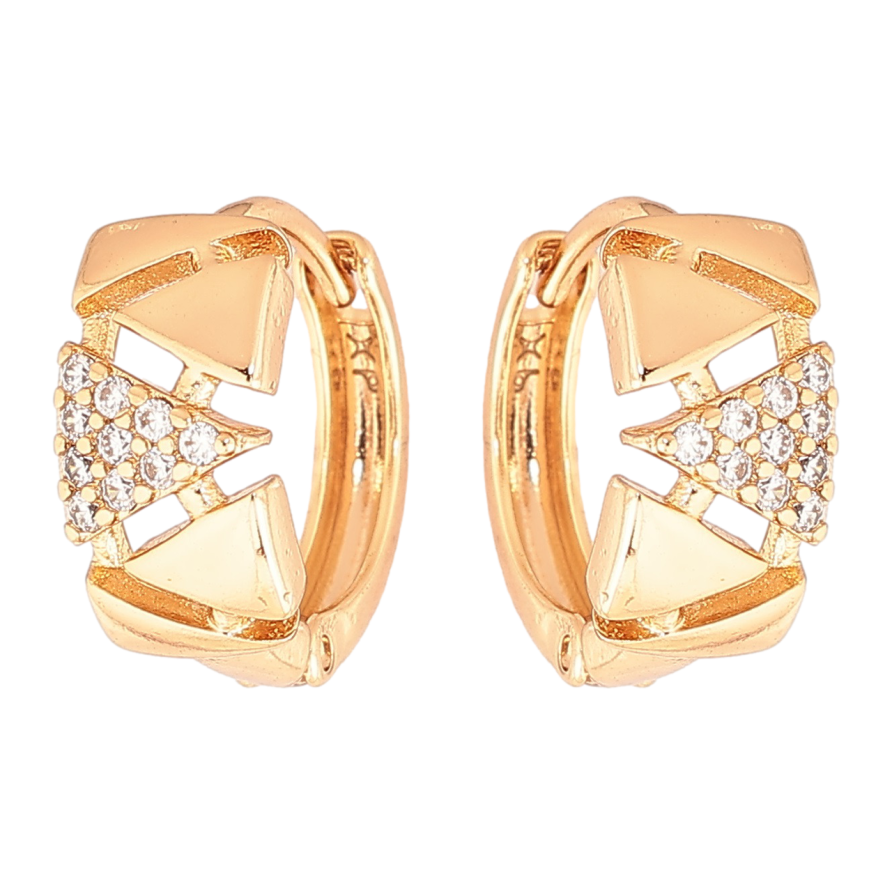 Сережки Xuping Позолота 18K колечка «Візерунок з кристалами» фото №1