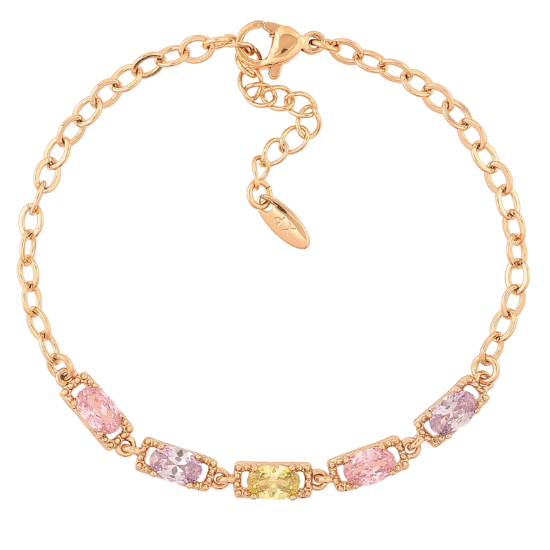 Браслет Xuping Позолота 18K «Ланцюжок з різнокольоровими кристалами» довжина з доп.ланцюжком 17-20см х 3-4мм фото №1 Браслет Xuping Позолота 18K «Ланцюжок з різнокольоровими кристалами» довжина з доп.ланцюжком 17-20см х 3-4мм фото №1