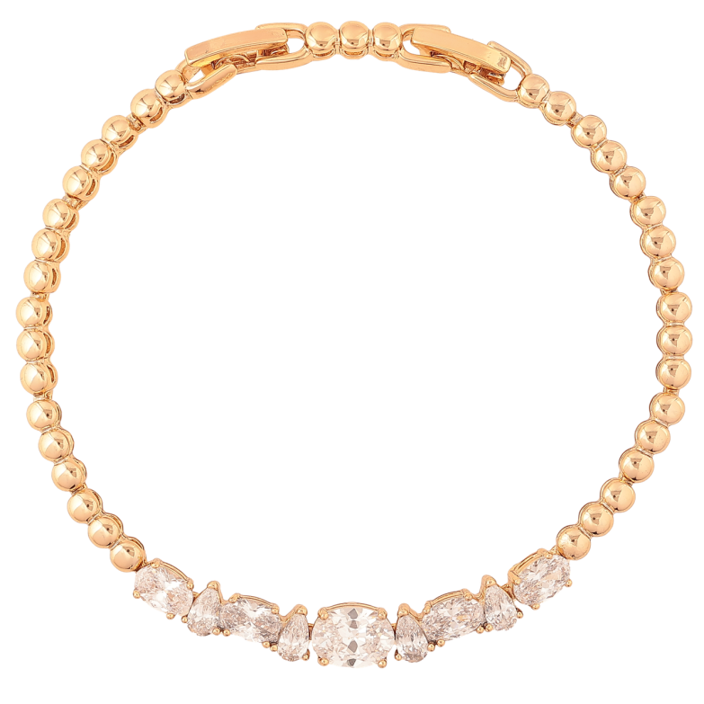 Браслет Xuping Позолота 18K «Доріжка кристалів» довжина з доп.замком 17,19см х 3-6мм фото №1