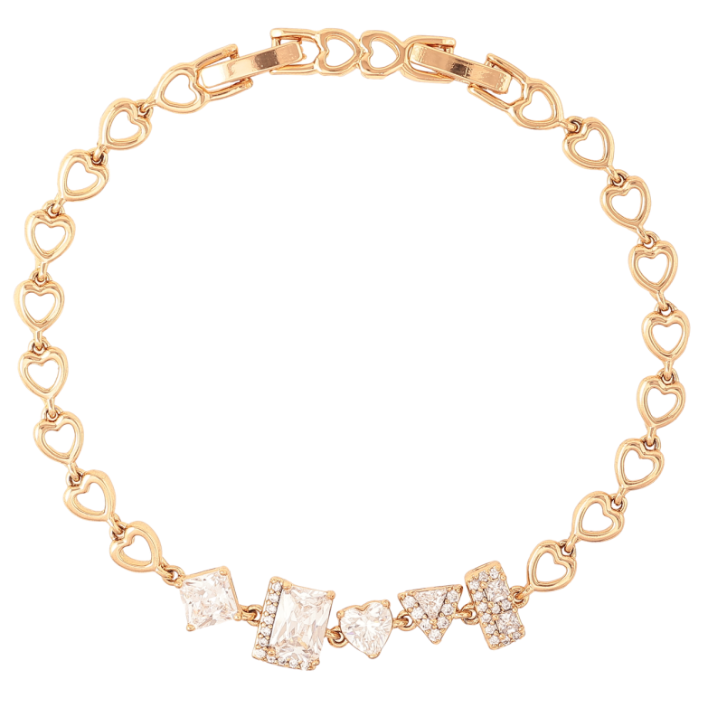 Браслет Xuping Позолота 18K Сердечки с вставкой из кристаллов длина с доп.замком 17,19см х 5-8мм фото №1 Браслет Xuping Позолота 18K Сердечки с вставкой из кристаллов длина с доп.замком 17,19см х 5-8мм фото №1