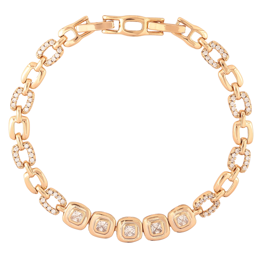 Браслет Xuping Позолота 18K Узор с кристаллами длина с доп.замком 17.5,19.5см х 5-7мм фото №1 Браслет Xuping Позолота 18K Узор с кристаллами длина с доп.замком 17.5,19.5см х 5-7мм фото №1