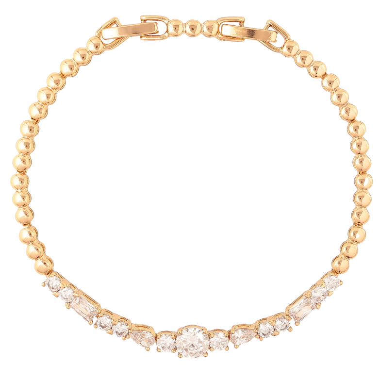 Браслет Xuping Позолота 18K Дорожка кристаллов длина с доп.замком 17.5,19.5см х 3-6мм фото №1