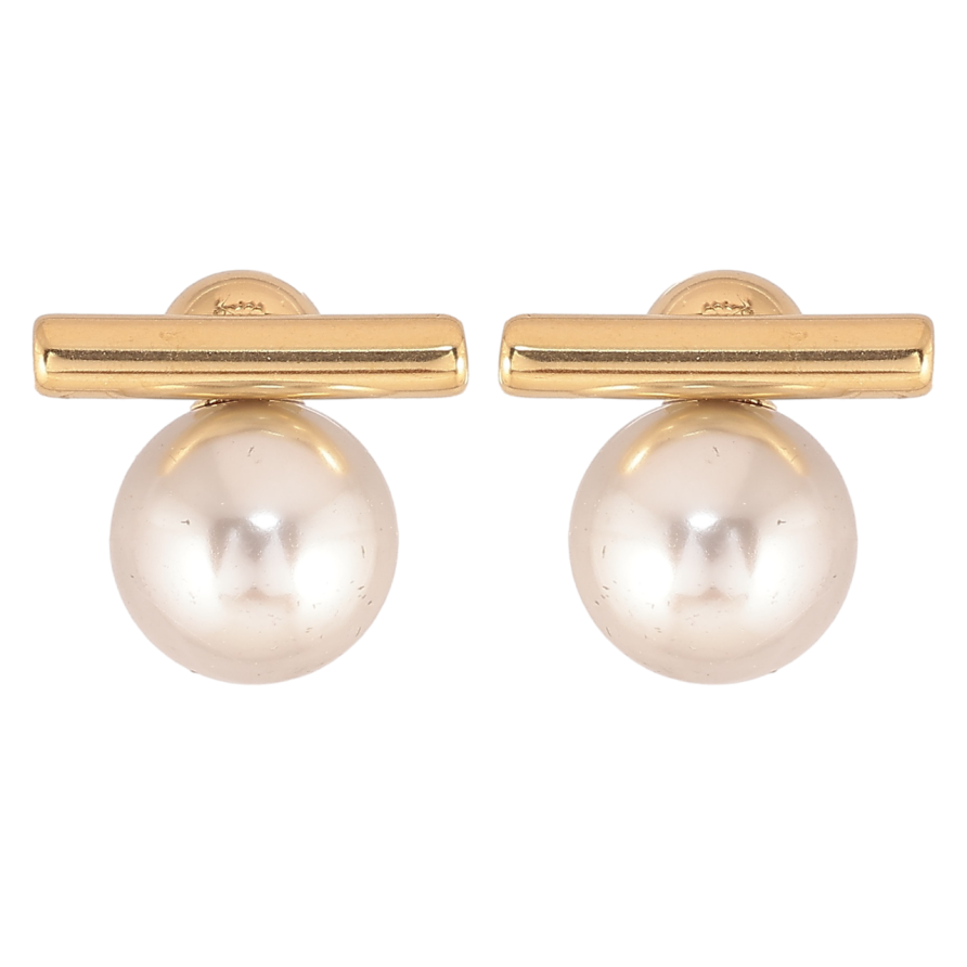 Серьги Xuping TTM Stainless Steel цвет 14К пусеты Серые жемчужины фото №1