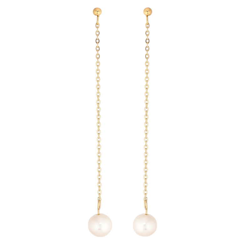 Серьги Xuping TTM Stainless Steel цвет 14К пусеты Жемчужные подвески ø 8мм фото №1