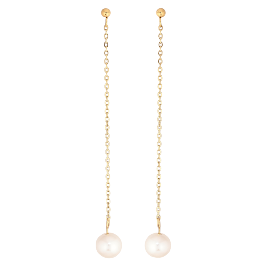 Серьги Xuping TTM Stainless Steel цвет 14К пусеты Жемчужные подвески ø 8мм фото №1