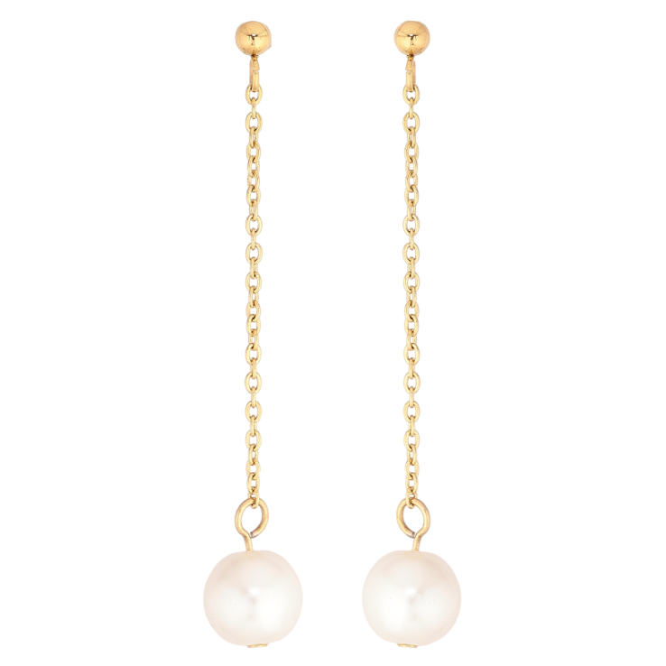 Серьги Xuping TTM Stainless Steel цвет 14К пусеты Жемчужные подвески ø 8мм фото №23