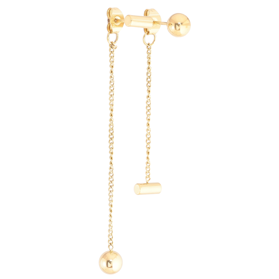 Серьги Xuping TTM Stainless Steel цвет 14К пусеты Ассиметричные подвески фото №1