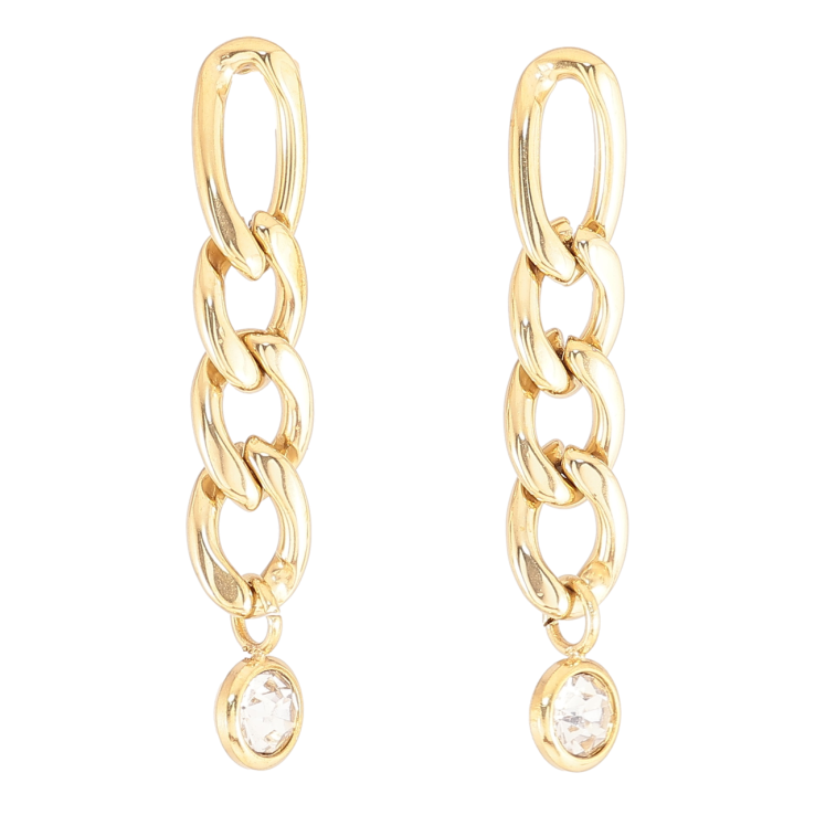 Сережки Xuping TTM Stainless Steel колір 14К пусети «Підвіски ланцюжки з кристалами» фото №12