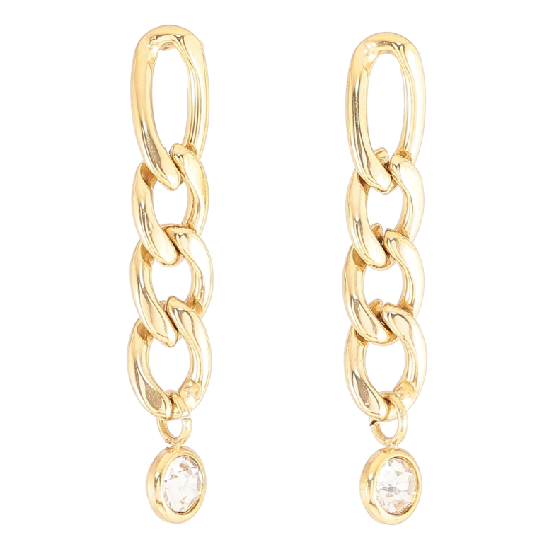 Сережки Xuping TTM Stainless Steel колір 14К пусети «Підвіски ланцюжки з кристалами» фото №1