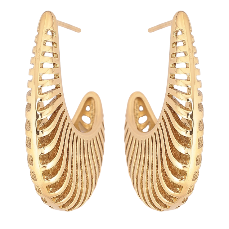 Сережки Xuping TTM Stainless Steel колір 14К пусети «Декоративний візерунок» фото №5 Сережки Xuping TTM Stainless Steel колір 14К пусети «Декоративний візерунок» фото №5