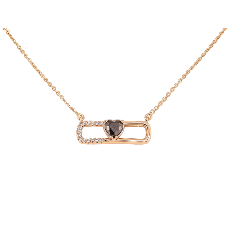 Подвеска на цепочке Xuping Позолота 18K Узор с черным кристальным сердечком длинна 42-45см х 1.5мм фото №8