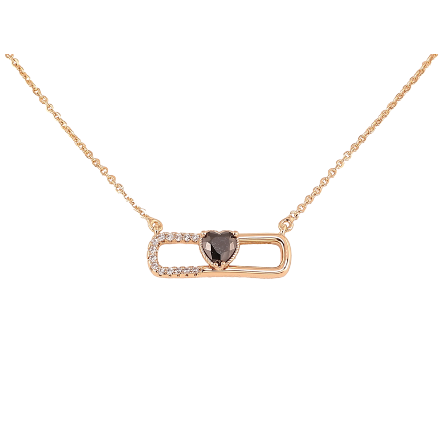 Підвіска на ланцюжку Xuping Позолота 18K «Візерунок з чорним кришталевим сердечком» довжина 42-45см х 1.5мм фото №1 Підвіска на ланцюжку Xuping Позолота 18K «Візерунок з чорним кришталевим сердечком» довжина 42-45см х 1.5мм фото №1