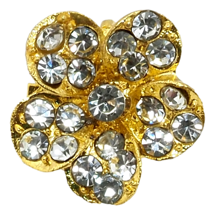 Брошь Цветочек с белыми стразами фото №11