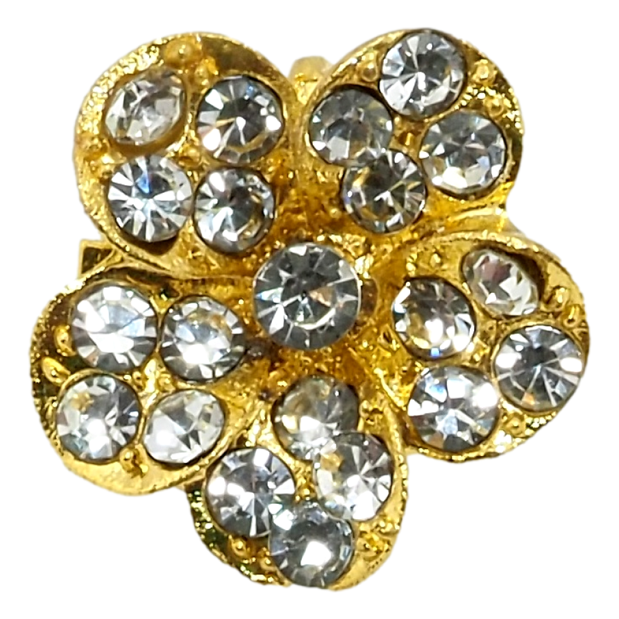 Брошь Цветочек с белыми стразами фото №1 Брошь Цветочек с белыми стразами фото №1