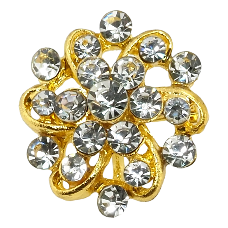 Брошь Цветочек с белыми стразами фото №4