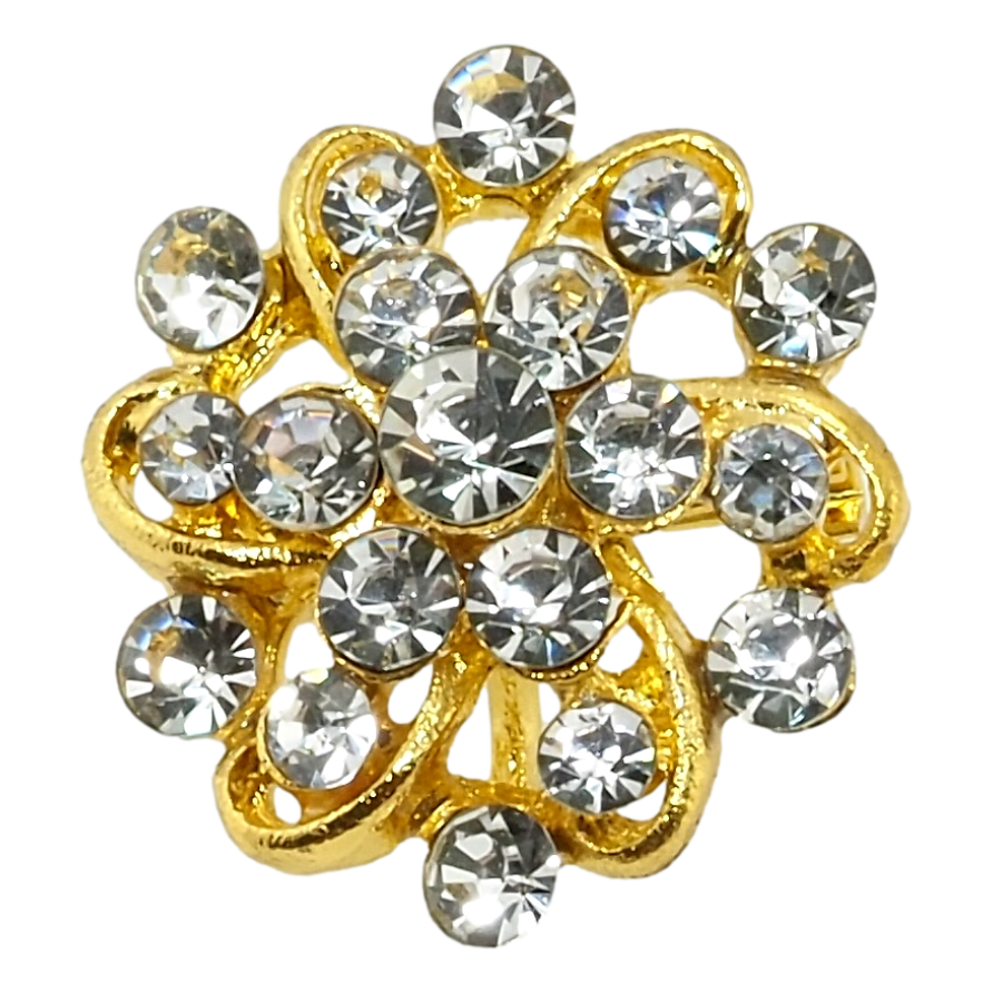 Брошь Цветочек с белыми стразами фото №1 Брошь Цветочек с белыми стразами фото №1