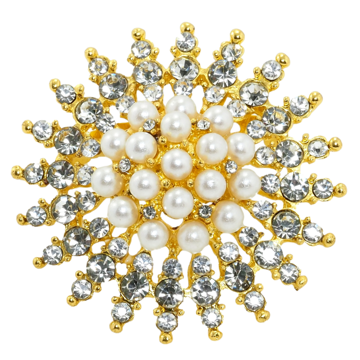 Брошка Перлина квітка зі стразами фото №5 Брошка Перлина квітка зі стразами фото №5