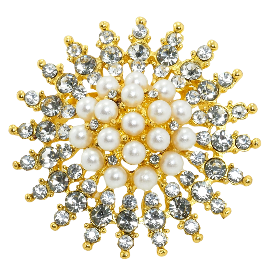 Брошь Жемчужный цветок с стразами фото №1 Брошь Жемчужный цветок с стразами фото №1