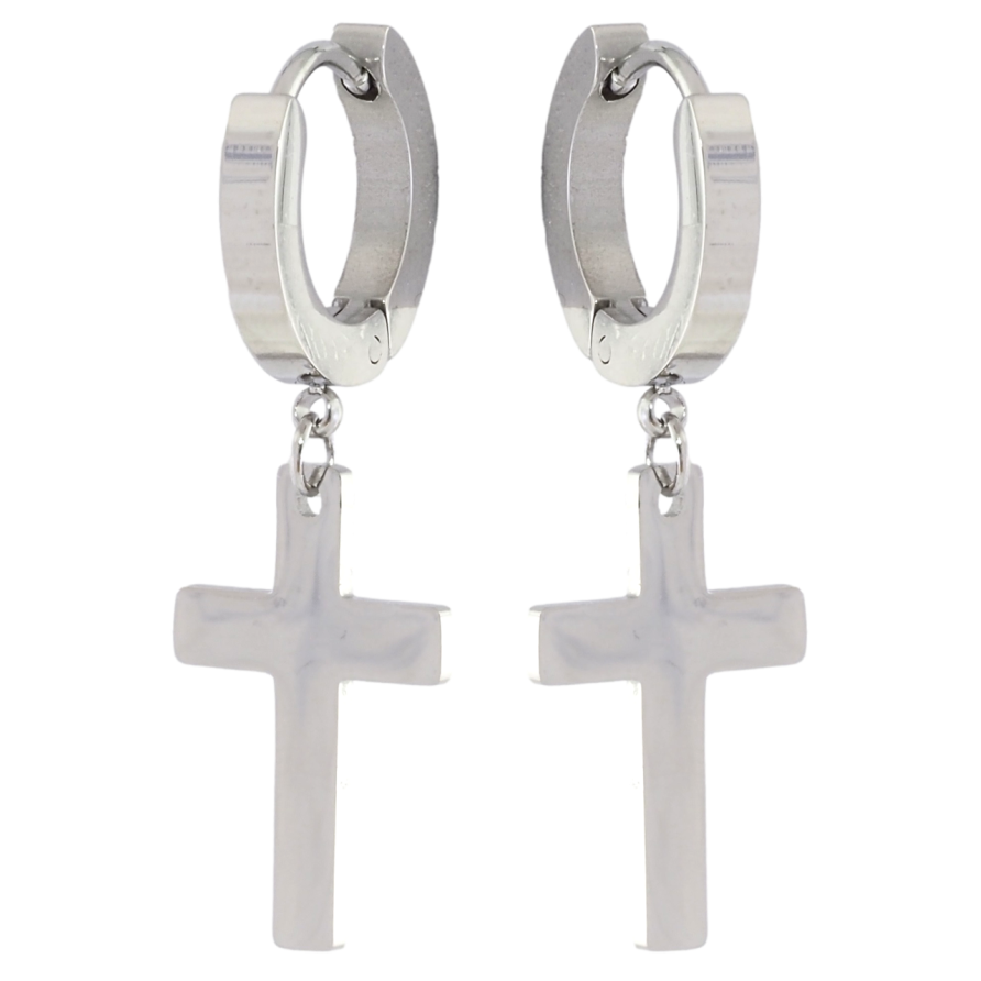 Серьги Xuping TTM Stainless Steel цвет Родий подвески на колечках Крестики фото №1