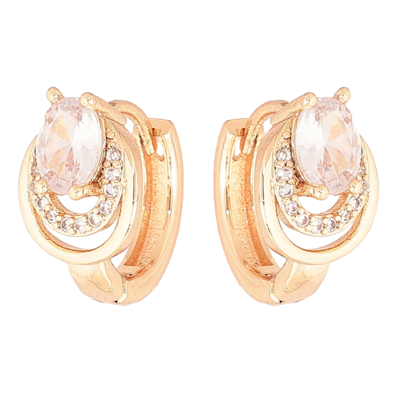 Серьги Xuping M&L Цвет 18K колечки Узор с кристаллами фото №1 Серьги Xuping M&L Цвет 18K колечки Узор с кристаллами фото №1