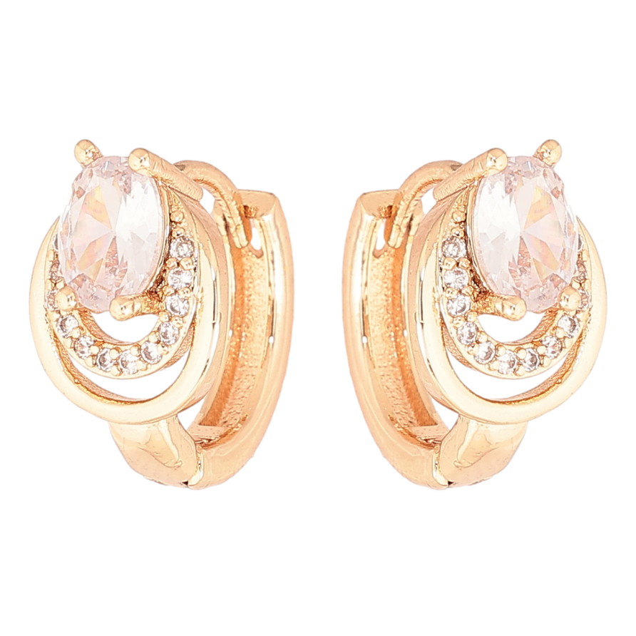 Серьги Xuping M&L Цвет 18K колечки Узор с кристаллами фото №1 Серьги Xuping M&L Цвет 18K колечки Узор с кристаллами фото №1