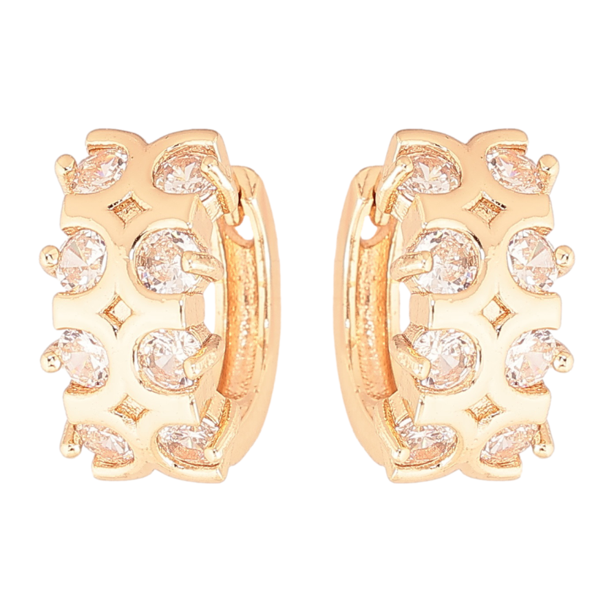 Серьги Xuping M&L Цвет 18K колечки Узор с вставками кристаллов фото №1 Серьги Xuping M&L Цвет 18K колечки Узор с вставками кристаллов фото №1