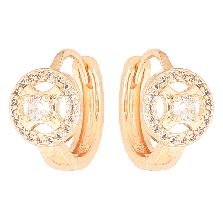 Серьги Xuping M&L Цвет 18K колечки Круглый узор с кристаллами фото №16