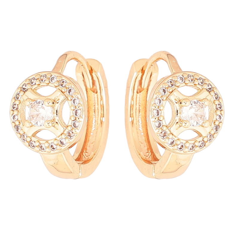 Серьги Xuping M&L Цвет 18K колечки Круглый узор с кристаллами фото №1