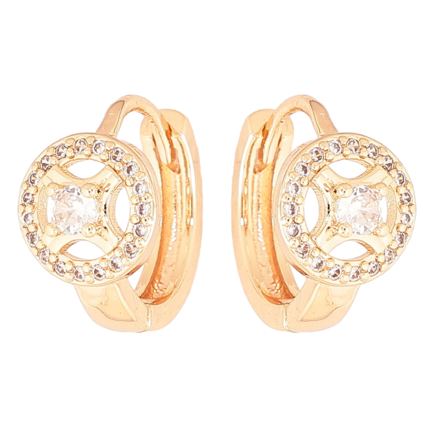 Серьги Xuping M&L Цвет 18K колечки Круглый узор с кристаллами фото №1