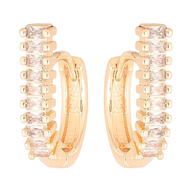 Серьги Xuping M&L Цвет 18K колечки Кристальные дорожки фото №1 Серьги Xuping M&L Цвет 18K колечки Кристальные дорожки фото №1