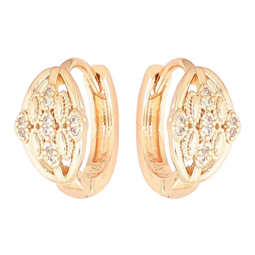 Сережки Xuping M&L Колір 18K колечка «Декоративний візерунок з кристалами» фото №1