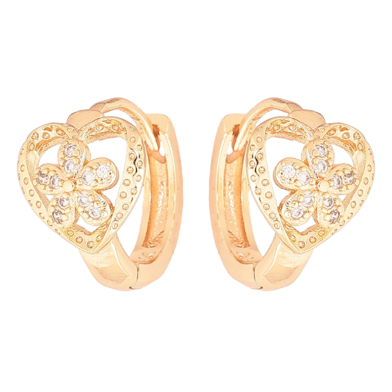 Серьги Xuping M&L Цвет 18K колечки Сердечки с цветочками фото №1