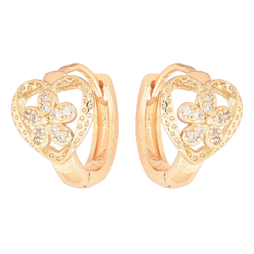 Серьги Xuping M&L Цвет 18K колечки Сердечки с цветочками фото №1