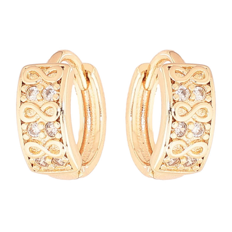 Серьги Xuping M&L Цвет 18K колечки Узор бесконечность с кристаллами фото №1