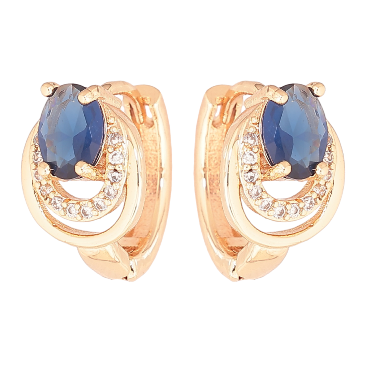 Серьги Xuping M&L Цвет 18K колечки Узор с синими кристаллами фото №22