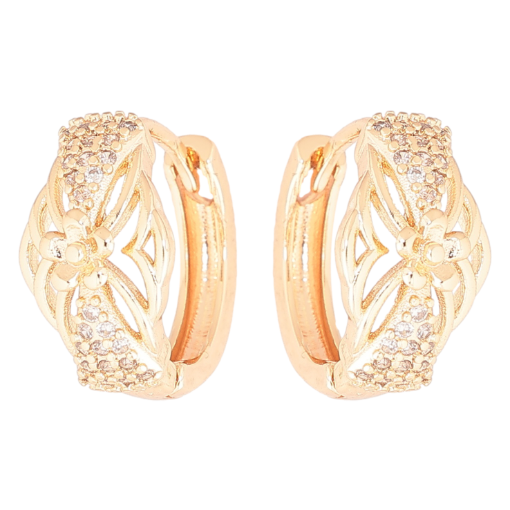 Серьги Xuping M&L Цвет 18K колечки Цветочный узор с инкрустацией кристаллами фото №19