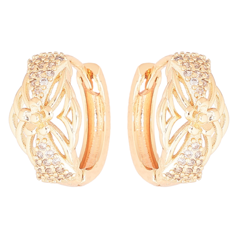 Серьги Xuping M&L Цвет 18K колечки Цветочный узор с инкрустацией кристаллами фото №1