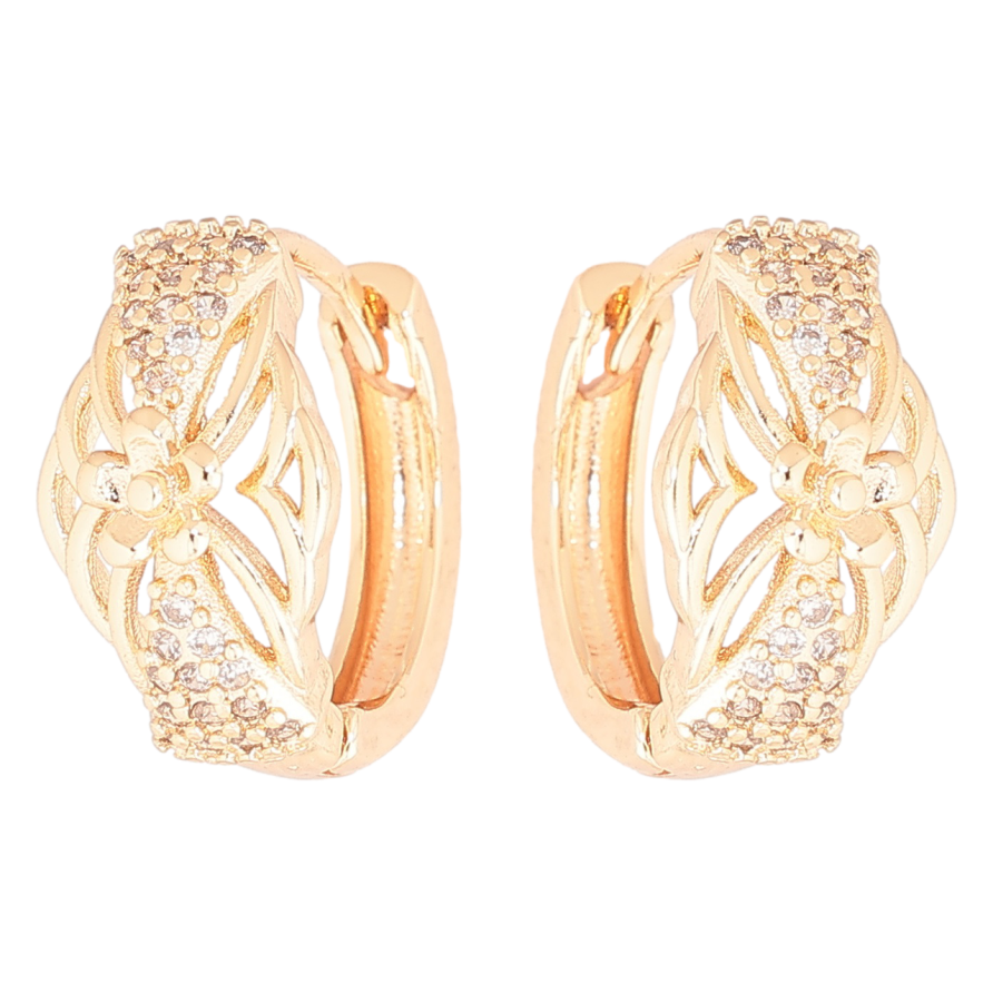 Серьги Xuping M&L Цвет 18K колечки Цветочный узор с инкрустацией кристаллами фото №1