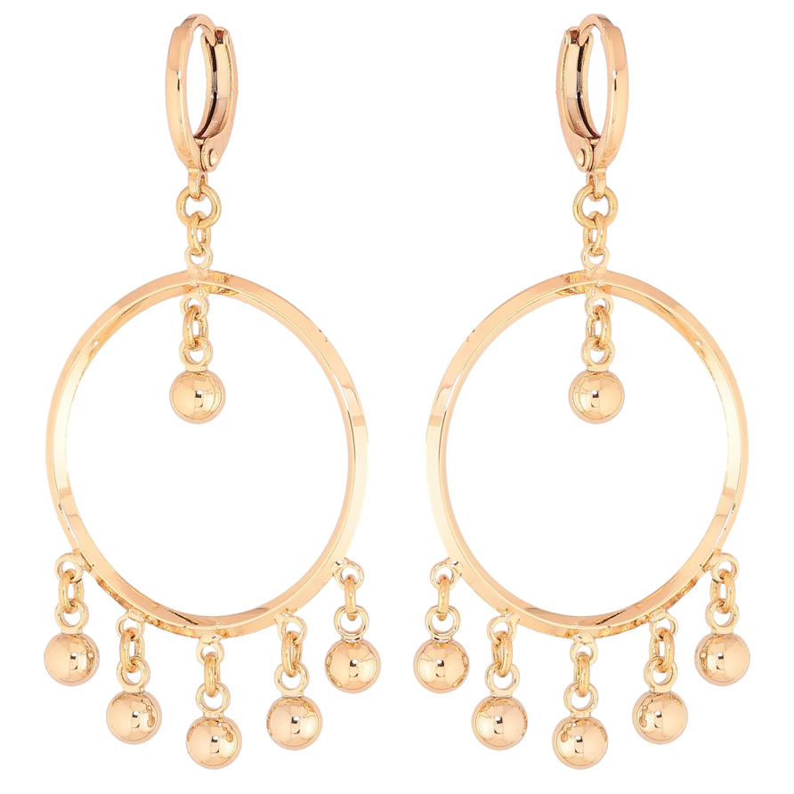 Серьги Xuping M&L Цвет 18K подвески на колечках Круглые подвески с шариками фото №1
