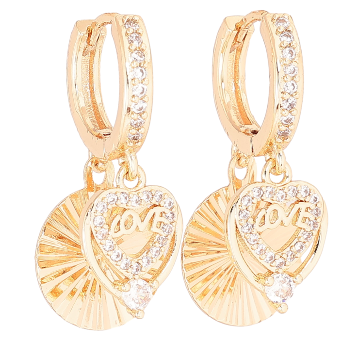 Сережки Xuping M&L Колір 18K підвіски на колечках «Love» фото №12