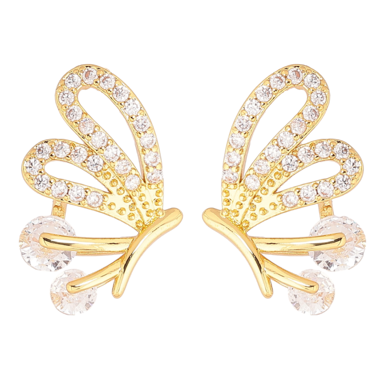 Серьги Xuping Позолота 14K пусеты Бабочки с кристаллами фото №1